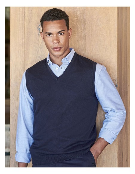 HEN-H724-Mens Lightweight Sleeveless V-Neck Jumper 2
